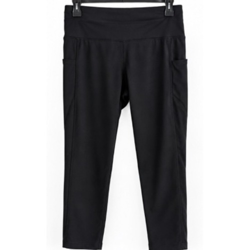 Jockey Womens Black Active Cropped Leggings with Pockets Size L RN50369